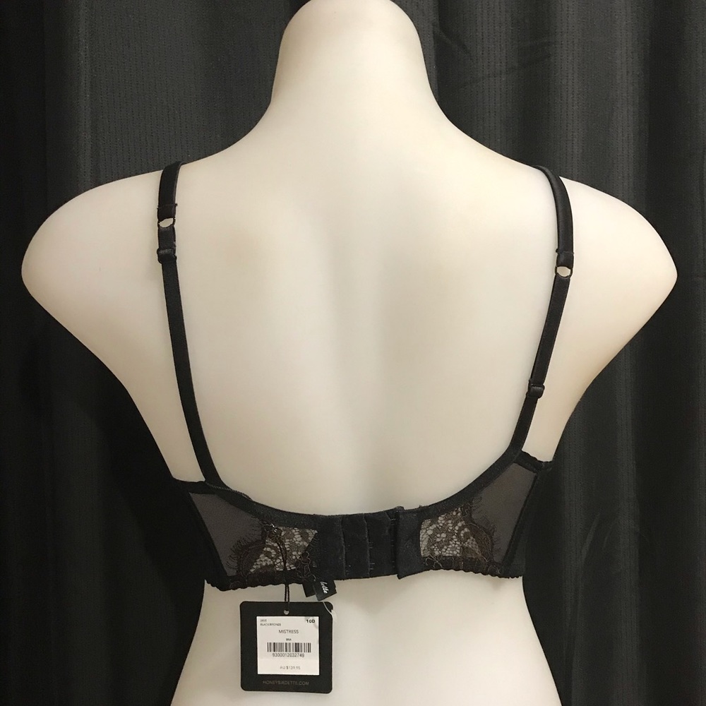 BNWT HONEY BIRDETTE MISTRESS BLACK/BRONZE BRA SIZE 10D - Picture 3 of 4